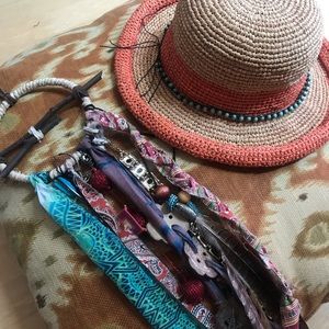 •vintage• | beaded straw beach hat